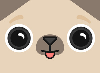 Vector cute pug face wallpaper