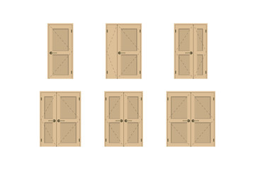 Wooden doors set.