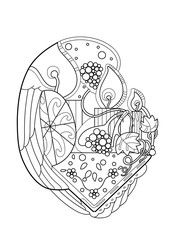  Sketch Christian Design vector illustration . Symbols of the Resurrection. Easter .Coloring book for adults.