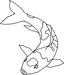 doodle style japanese koi fish