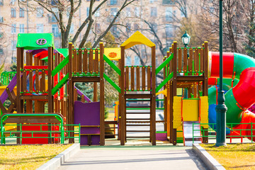 Children's playground as a castle in the park outdoor