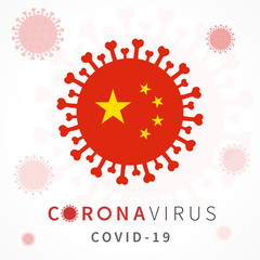 CoronaVirus COVID 19 concept with China flag. Novel Coronavirus covid-19 disease virus, healthcare and medicine. Vector illustration