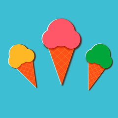 ice cream vector, paper cut style, illustration
