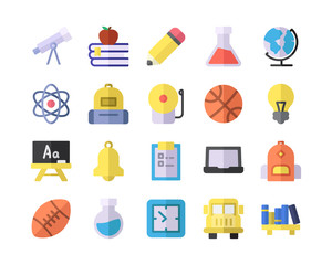 School science and education icon set. flat style. vector illustration design.
