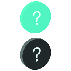 Flat  question mark Icon in isometric style
