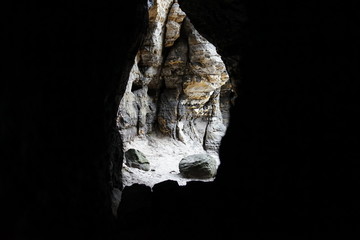 Silhouette of a sandstone cave exit 