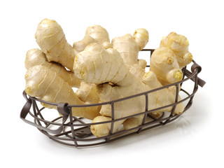 fresh ginger on white background 