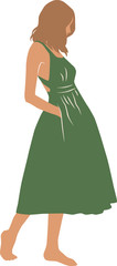 Woman in green dress. Abstract illustration. EPS, AI, JPG