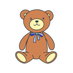 Plush bear toy isolated on white background. Vector