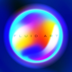 Fluid art abstract shape. Shimmers colorful ball. Amazing vector object. 