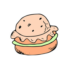 Burger hand drawn illustration vector