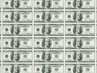 Close up of hundred dollar banknotes background. 3d rendering - illustration.