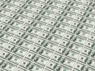 Close up of hundred dollar banknotes background. 3d rendering - illustration.