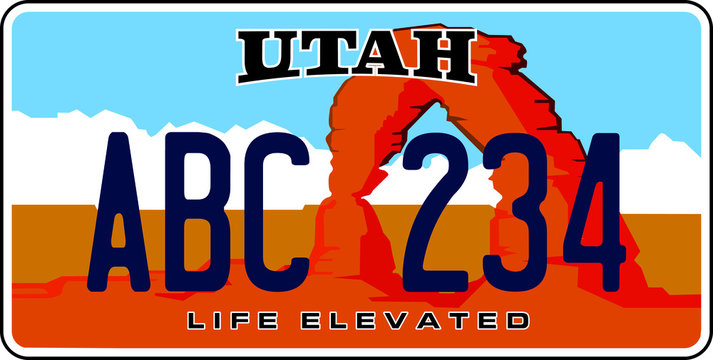 vehicle licence plates marking in Utah in United States of America
