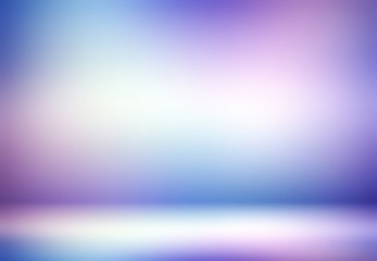 Fototapeta premium 3d wall and floor background. Blue lilac white gradient watercolor pattern. Fantastic empty room. Light blank defocused illustration.