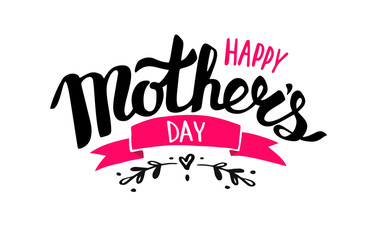 Happy Mothers day text for lettering card vector illustration isolated on white background