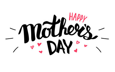 Obraz premium Happy Mothers day text for lettering card vector illustration isolated on white background