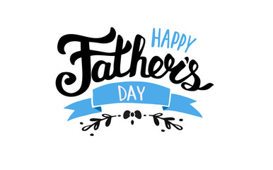 Happy Fathers day text for lettering card vector illustration isolated on white background