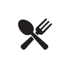 Simple spoon and fork flat icon design vector