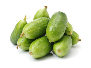 Green cucumber on the white background