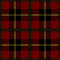 Fototapeta na wymiar Red, black and gold tartan plaid design. Scottish textile pattern blend.