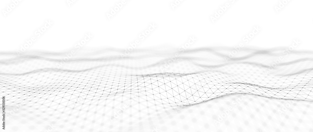 Aufkleber Abstract digital background. Network connection structure. Big data. Futuristic abstract wave. 3D rendering.
