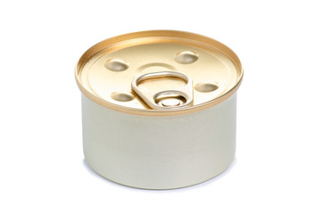 jar tin canned food pate on white background isolation