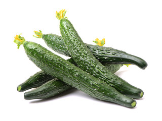 Green cucumber on the white background 