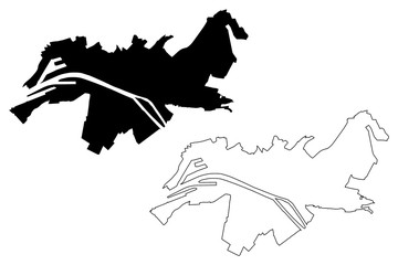 Rouen City (French Republic, France) map vector illustration, scribble sketch City of Rouen map