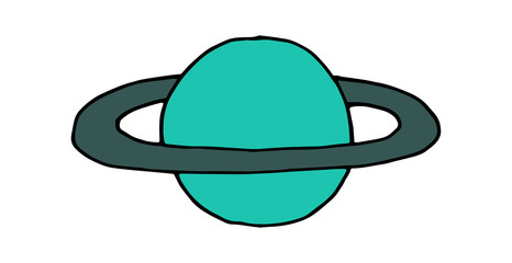 doodle cartoon vector hand drawn sketch illustration of planet saturn