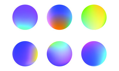 Set of round Vector Gradient. Multicolor Sphere. Modern abstract background texture. Template for design. Isolated objects