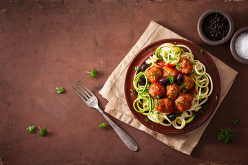 keto paleo zoodles zucchini noodles with meatballs and olives