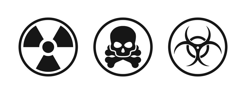 Set with nuclear chemical biological icon. Vector isolated