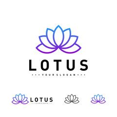 Fototapeta premium Luxury Lotus logo design vector template, Lotus flower logo concept icon, Creative symbol