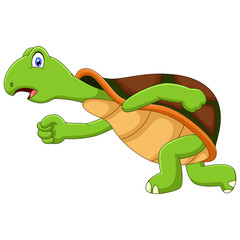 Cute a turtle running illustration