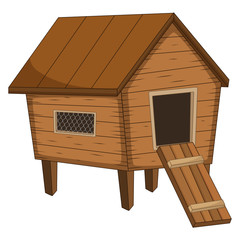 Cartoon chicken coop isolated on white background © Winarto