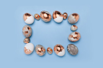 Frame of golden eggs. Template for advertising, signboard, your inscription