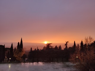 Obraz premium sunset over city