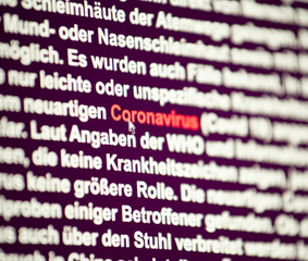 Corona Virus Computer Screen Text