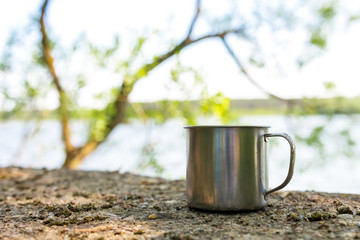 Eco tourism. Teenage girl solo travels against the backdrop of nature, concept of freedom, life, goals, plans. Earth Day, zero waste.