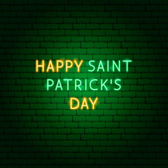 Happy Saint Patricks Day Neon Text