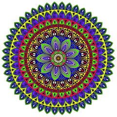illustration mandala with colored ornaments for design