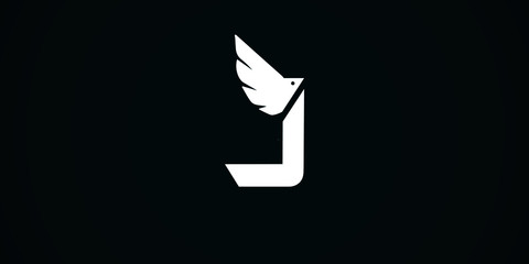 J initial letter logo design with wings