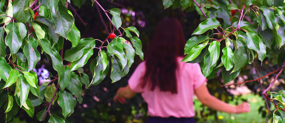 young woman in the garden