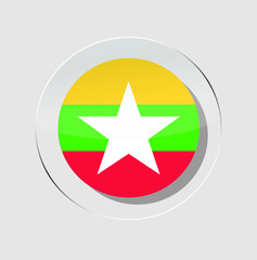 Burmese country flag circle icon with white background