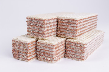 Top view of waffles isolated on a white background, waffles