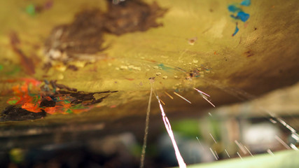 Water leakage from crack in water tank. Water is coming out from the tank.