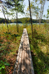 Obraz premium 日本・北海道東部の国立公園、オンネトーの散策路