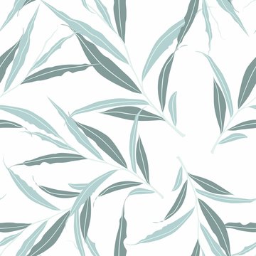 Seamless pattern of mint herbs. Branch pattern on white background.