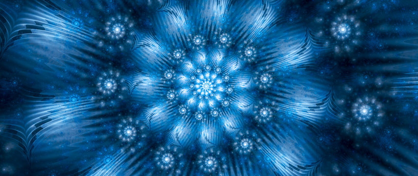 Blue glowing spiral banner computer generated abstract background